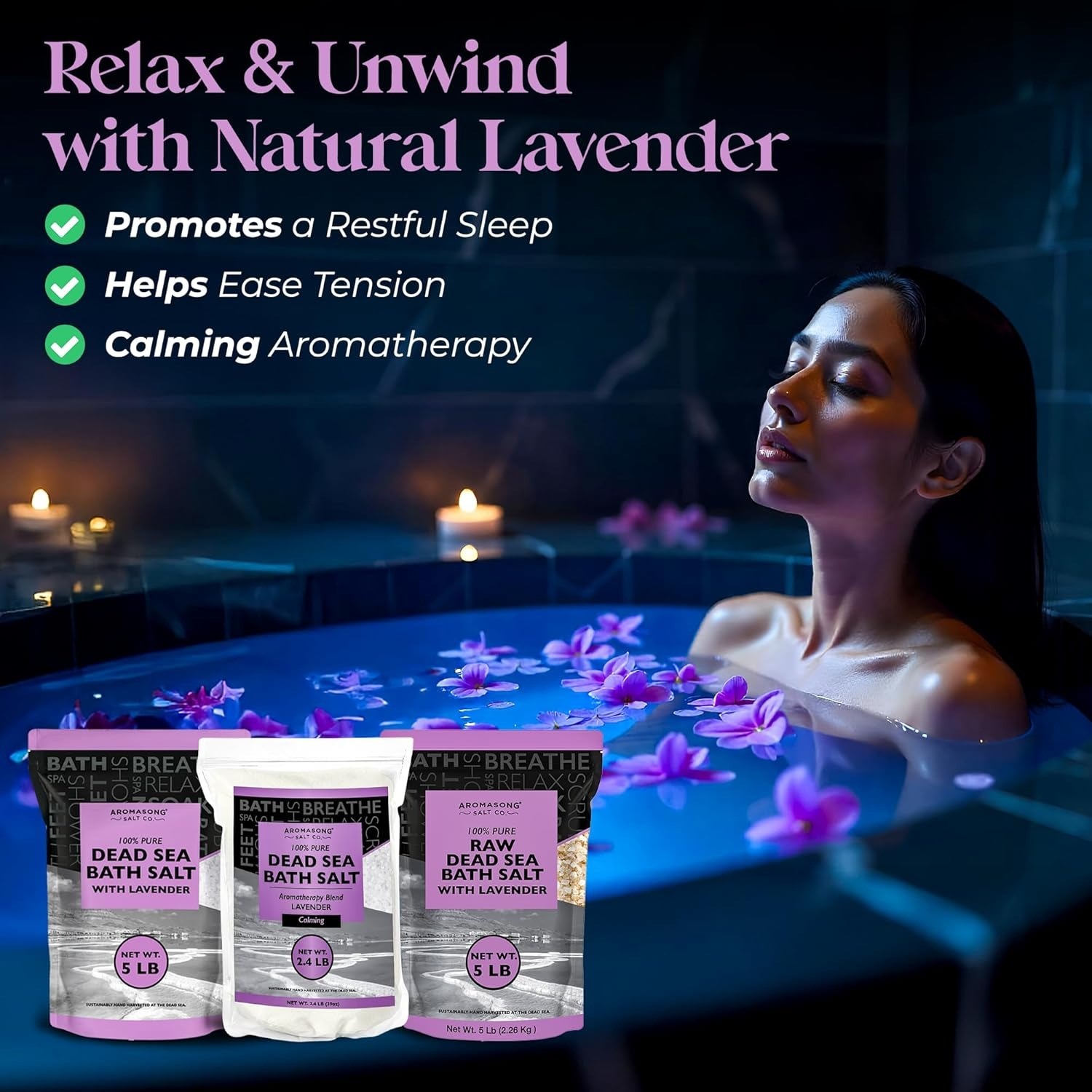 Lavender Dead Sea bath salt set