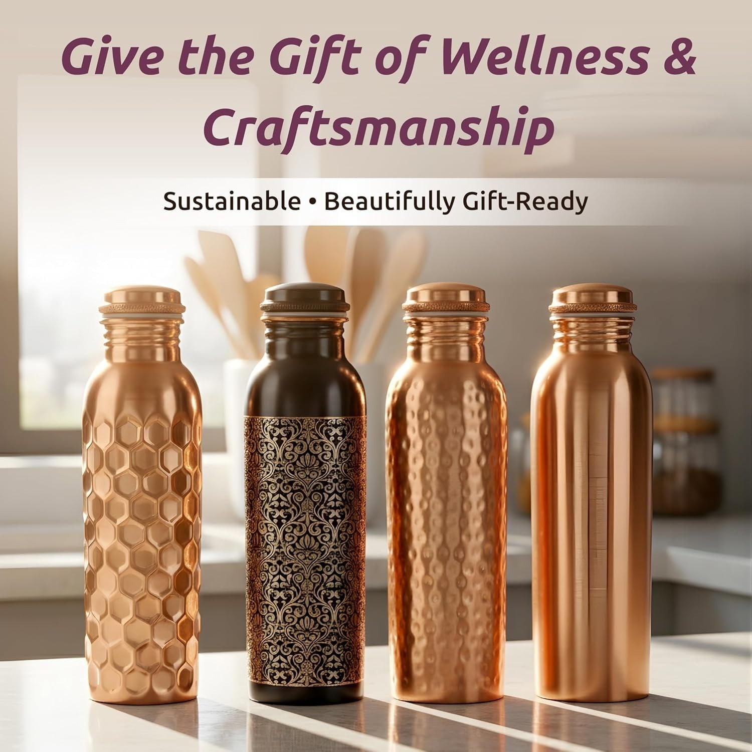 Hammered copper water bottles