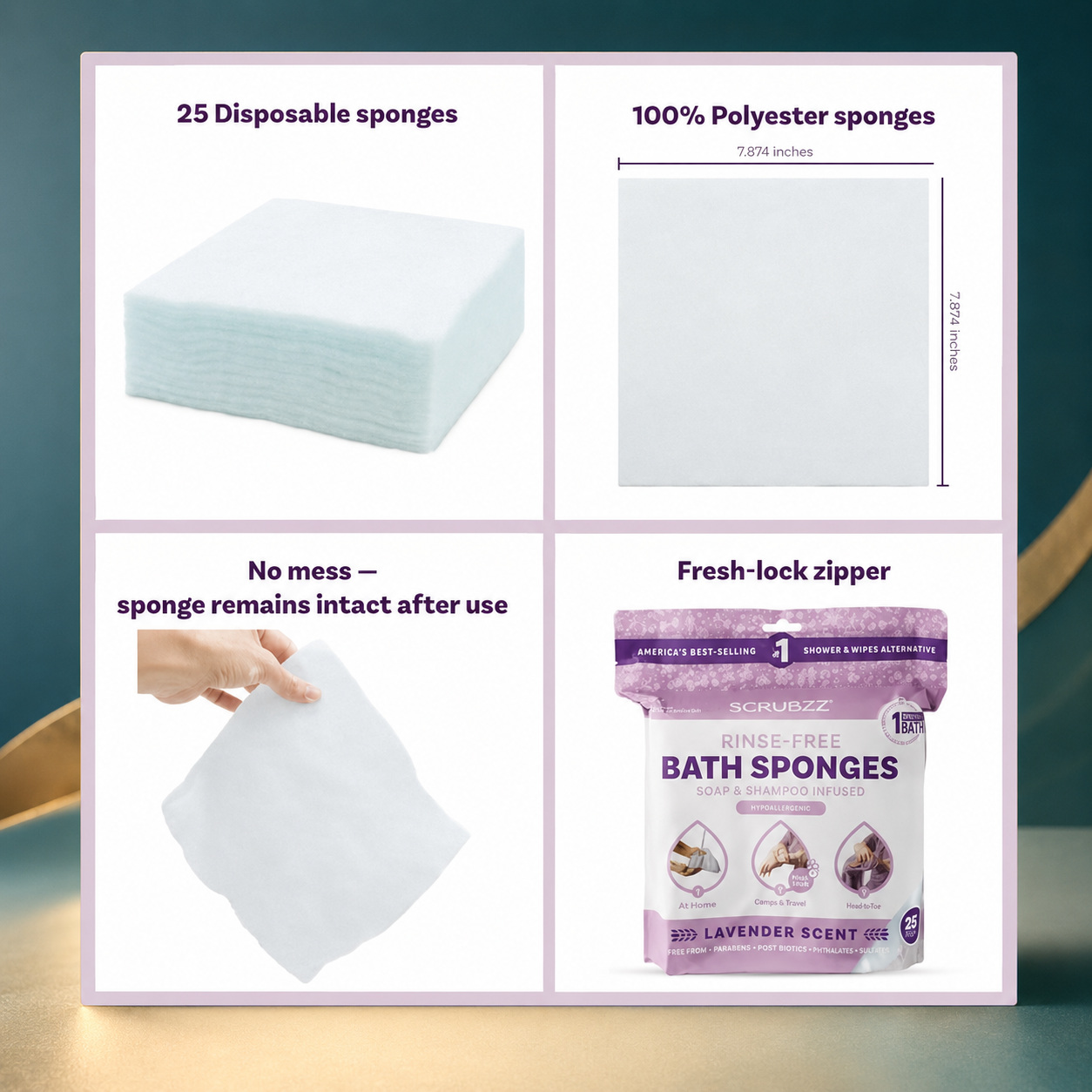 No-rinse bathing wipes for recovery hygiene