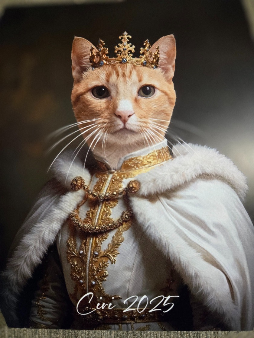 Royal custom portrait of an orange cat