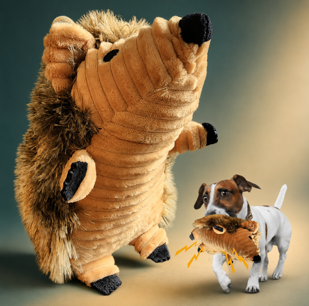 Plush hedgehog dog toy